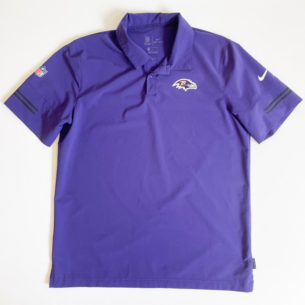 Men’s Nike Dri-Fit NFL Baltimore Ravens Purple Polo Athletic Shirt